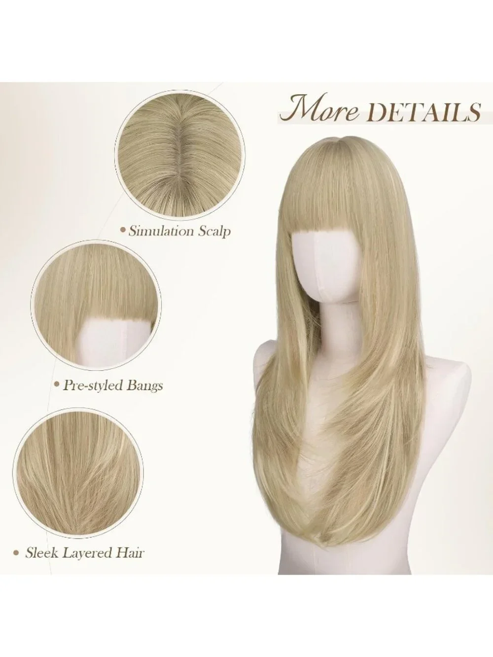 Women's Dirty Blonde 24 Inch Natural Synthetic Long Straight Sleek Layered Wigs